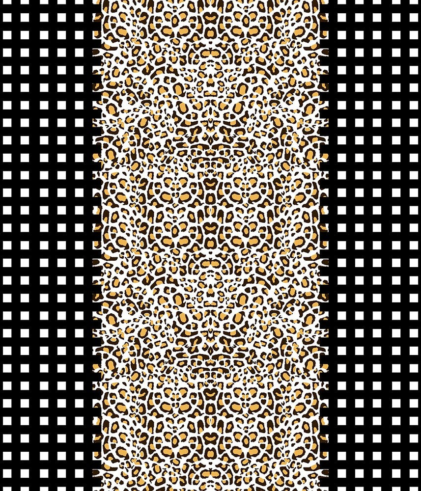 Animal Large Stripe Leopard Check Grid Gold/Black P