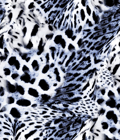 Animal Large Leopard Wavy Fur White/Navy P