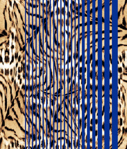 Animal Large Stripes Tiger Mod Wild Blue P