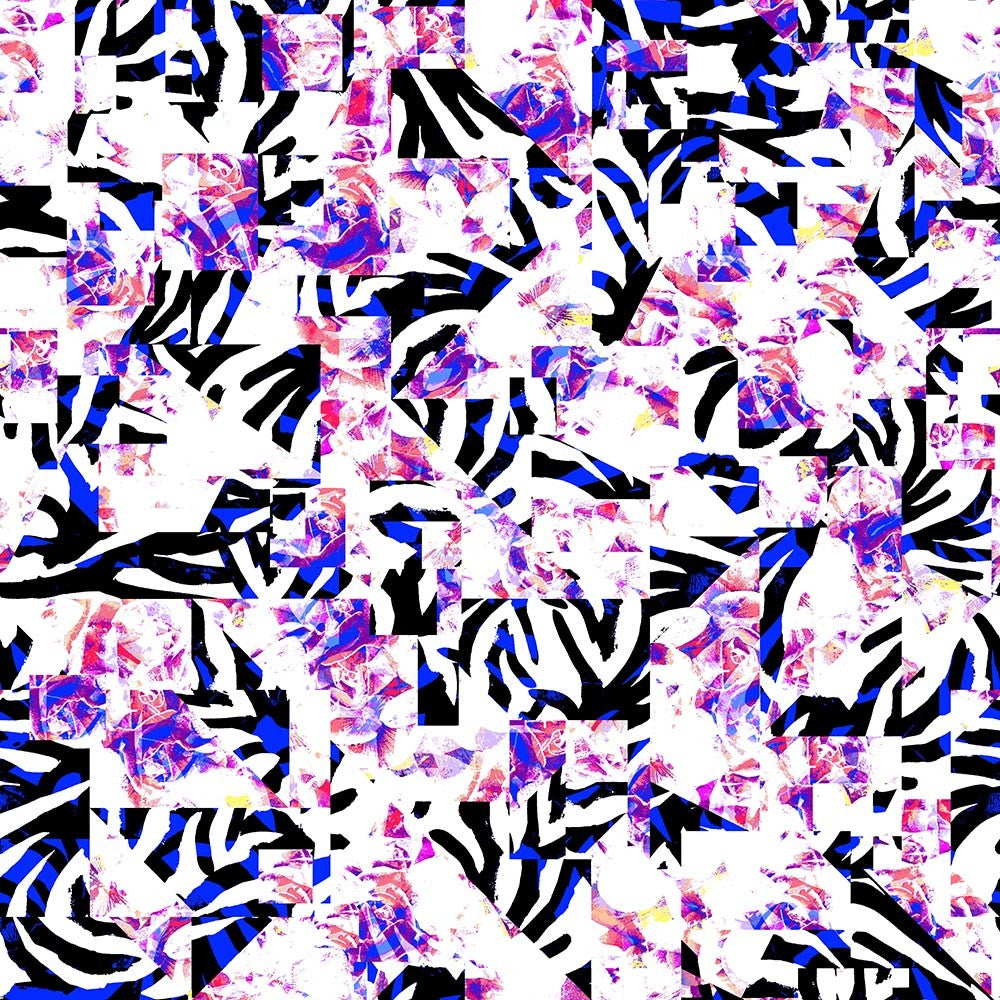 Animal Medium Zebra Geo Neon Rose Blue/Black/White P