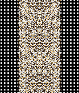 Animal Large Stripe Leopard Check Grid Gold/Black P