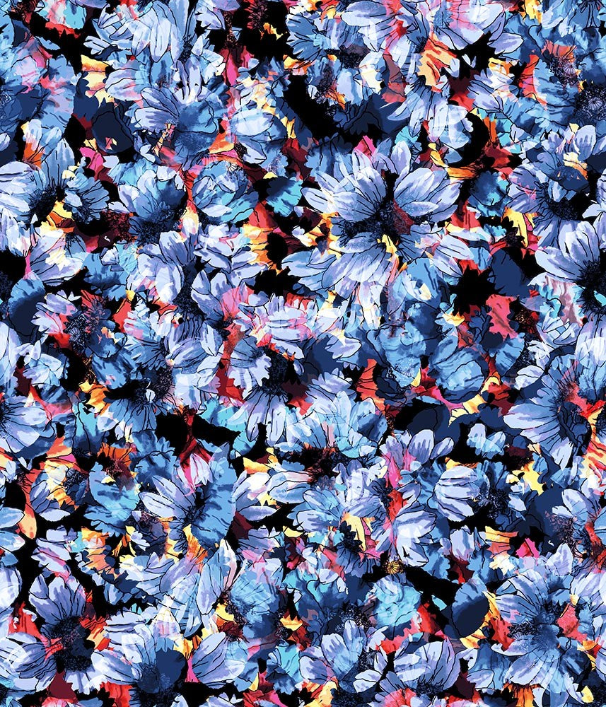 Floral Large Daisy Frenzy Blue P