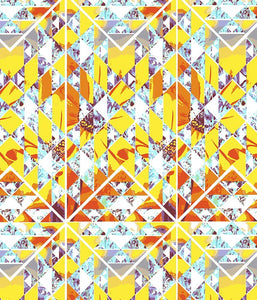 Geometric Large Floral Shapes Collide Yellow P